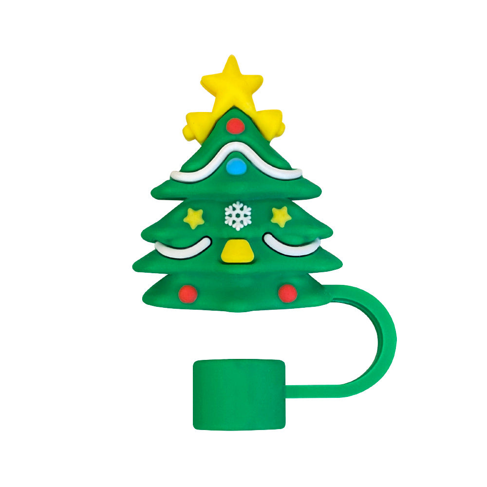 Wholesale 10pcs 10mm Christmas Series Dustproof Straw Plug